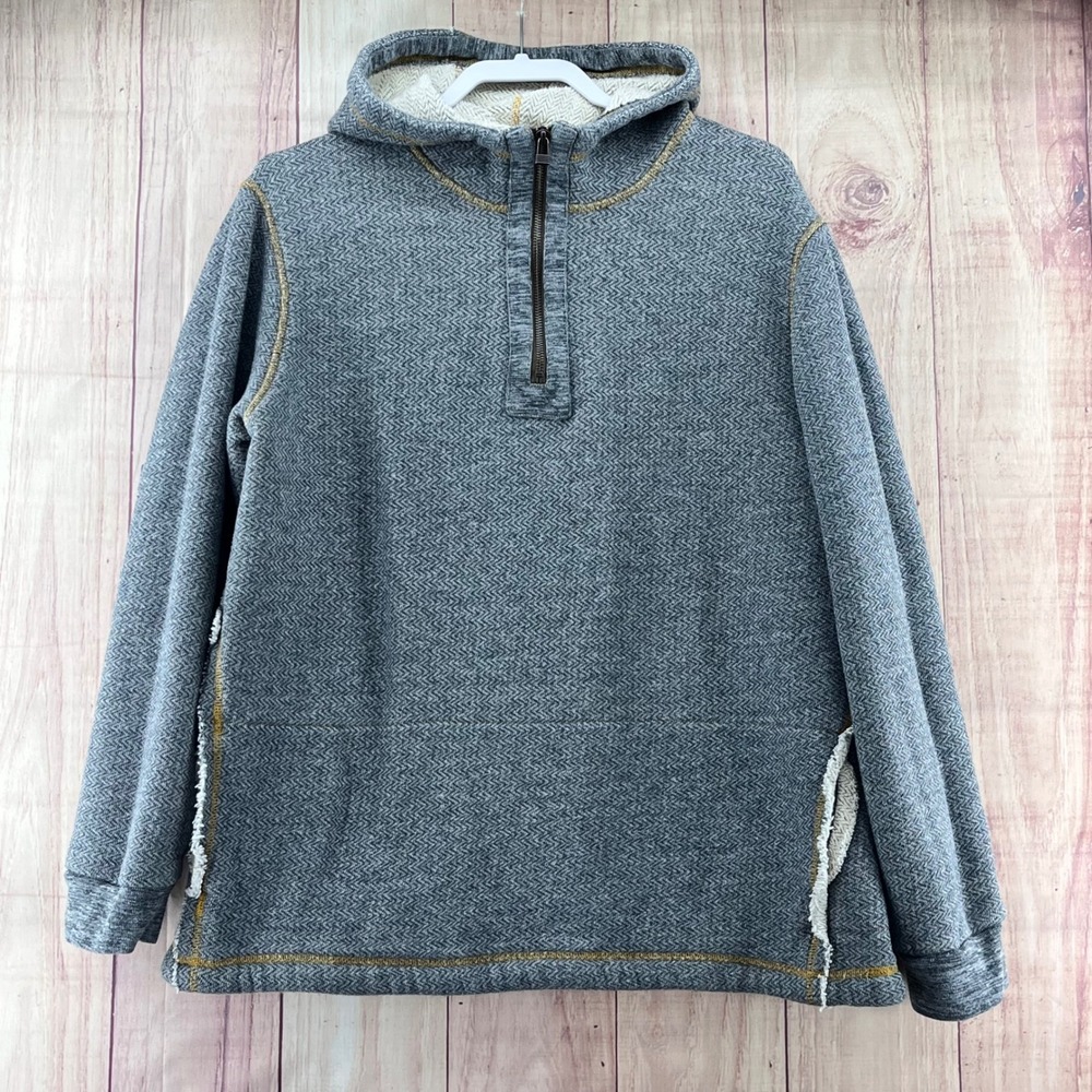 Carbon2Cobalt Men's Size L Grey Herringbone Quarter‎ Zip Hoodie Pullover Casual